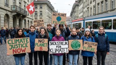 Jugendliche bei Fridays for Future Klimaprotest in der Schweiz