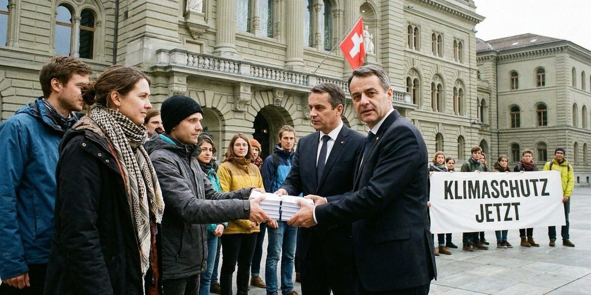 Schweizer Klimaaktivisten übergeben Petition an Bundesbehörden