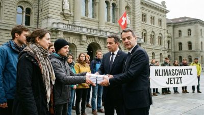 Schweizer Klimaaktivisten übergeben Petition an Bundesbehörden